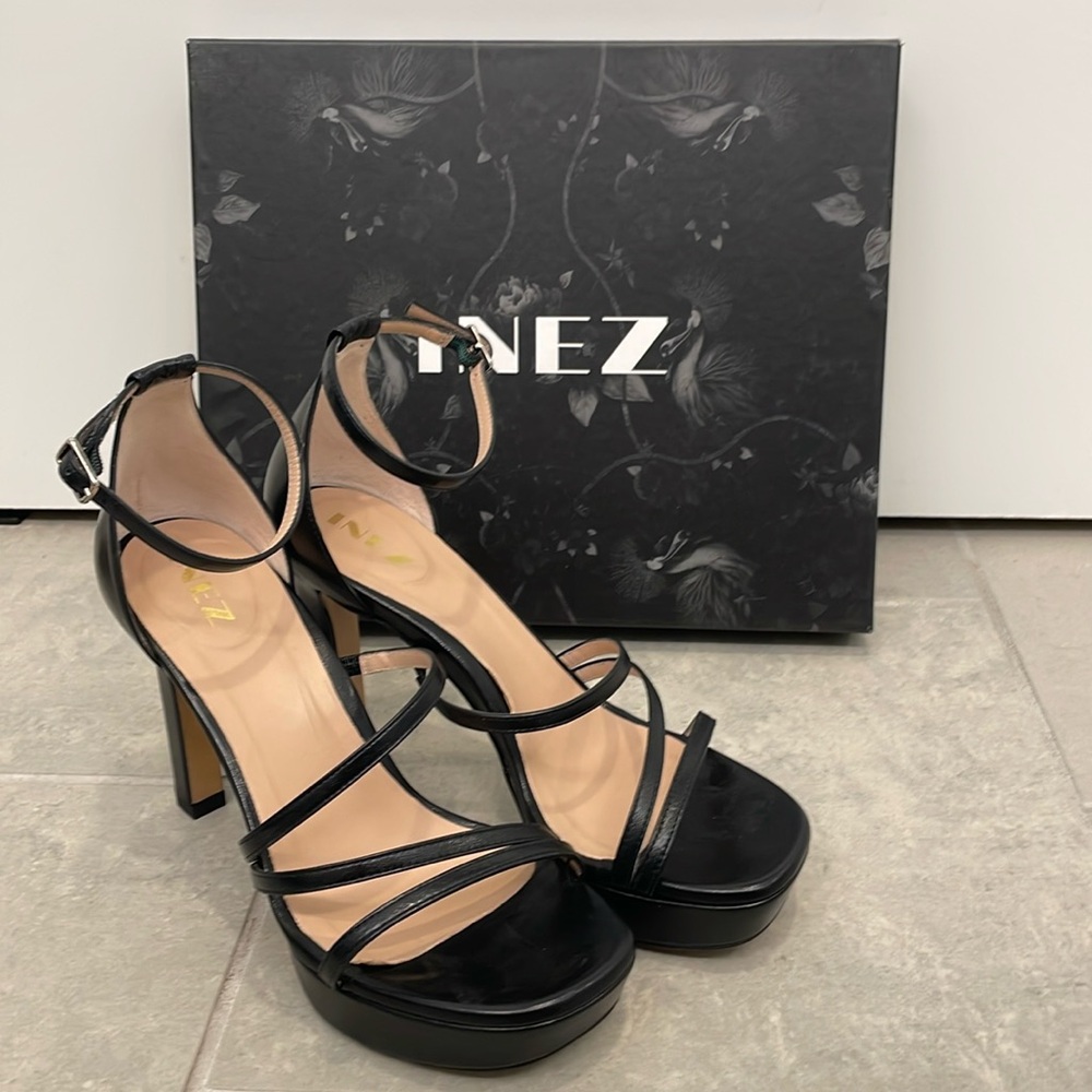 Inez Capretto black platform stilettos
